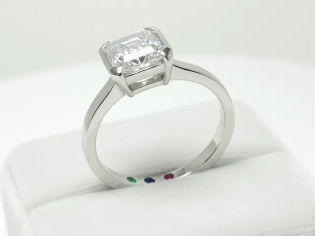 ASSCHER CUT SOLITAIRE WITH INNER SHANK GEMSTONE INLAY